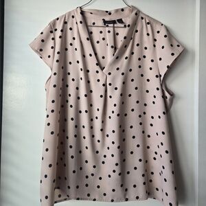 Halogen Blush Polka Dot V-Neck Blouse-Size 1X